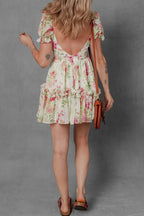 Floral Mini Dress Bubble Sleeve Sweetheart Neck Ruffle Zipper Lightweight d5f880a0-0124-481a-b8a7-b8b1aa74e725-Max-Origin Trendsi