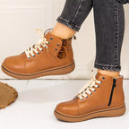 Women's Ankle Boots Pu Leather Round Toe Platform Low Heels Shoes d606faa4bd754af592e8c169d8169aff-Max-Origin Trendsi