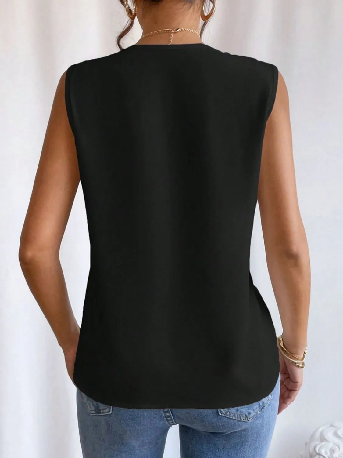 Cami Tank Top Women's V-Neck Pleated Sleeveless Elegant Blouse d612fa80-8519-48a1-811c-92a06ec4f3c0-Max-Origin Trendsi