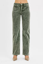 RISEN Womens Corduroy Pants Green Forest Tummy Control Mid Rise Straight Leg d61c73fa-3bd0-4ec9-90c6-112e0b414c2e-Max-Origin Trendsi