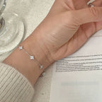 Four-Leaf Clover Charm Bracelet in 18K Gold-Plated Sterling Silver with Zircon