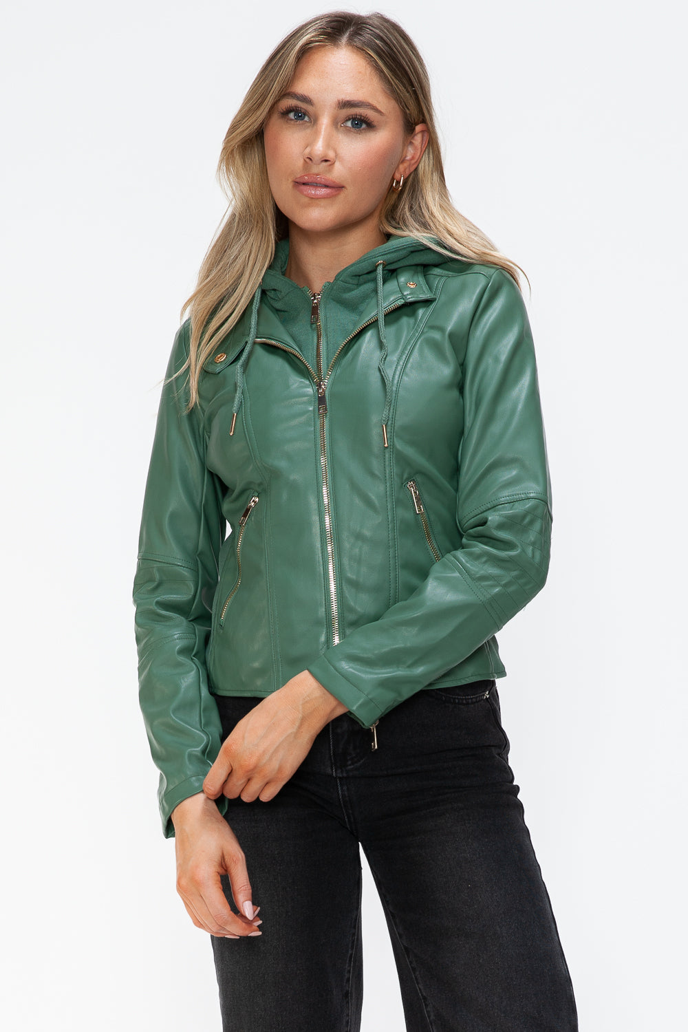 Snobbish Faux Leather Women Jacket Zip Hooded Pocketed Green Basic d62721f9-4b7c-4066-a72f-30060481c5f9-Max_d647f82b-b27f-436b-bf32-892ce2e45f6d Trendsi