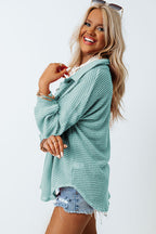 Waffle-Knit Women Shirt Collared Neck Long Sleeve Pocketed Single Breasted d6274959-4410-4a0d-9ac9-6a709708a40e-Max Trendsi