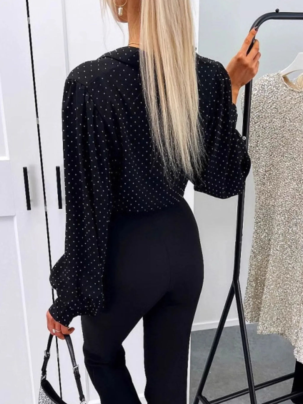 Women's Shirt Polka Dot Blouse Long Sleeve Single Breasted Top d629b042-2736-4911-8af1-a8da6636251a-Max-Origin Trendsi