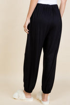 Super Lady Joggers Black Pants Drawstring Elastic Waist with Pockets d66a9466-55bd-4283-98df-dcb957c18fdd-Max Trendsi