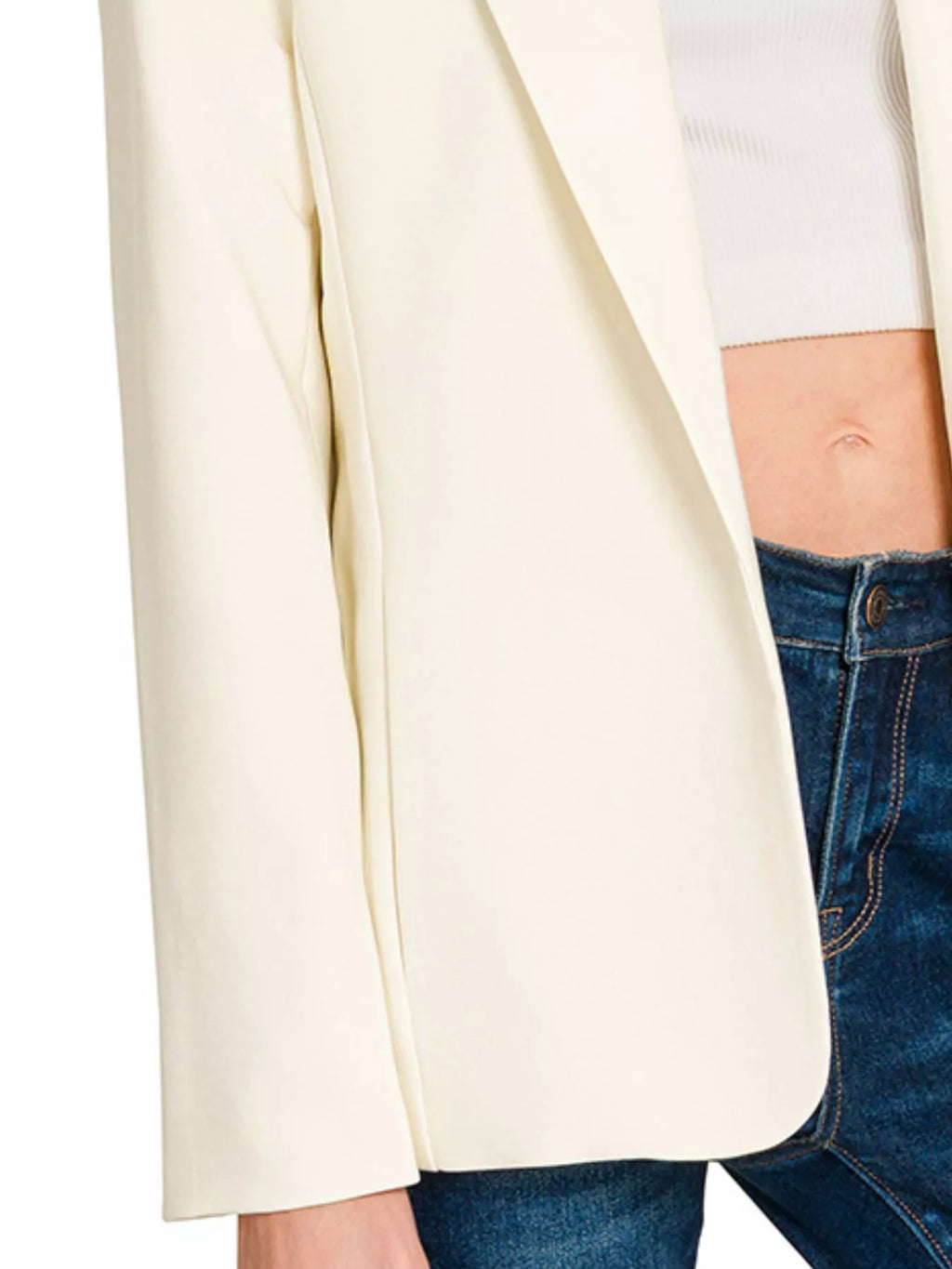 Zenana Womens Blazer Cream Woven Long Sleeve Solid Basic Jacket Lined d67e3ae0-9c8a-4c17-84f5-d6613dcc9d17-Max-Origin Trendsi