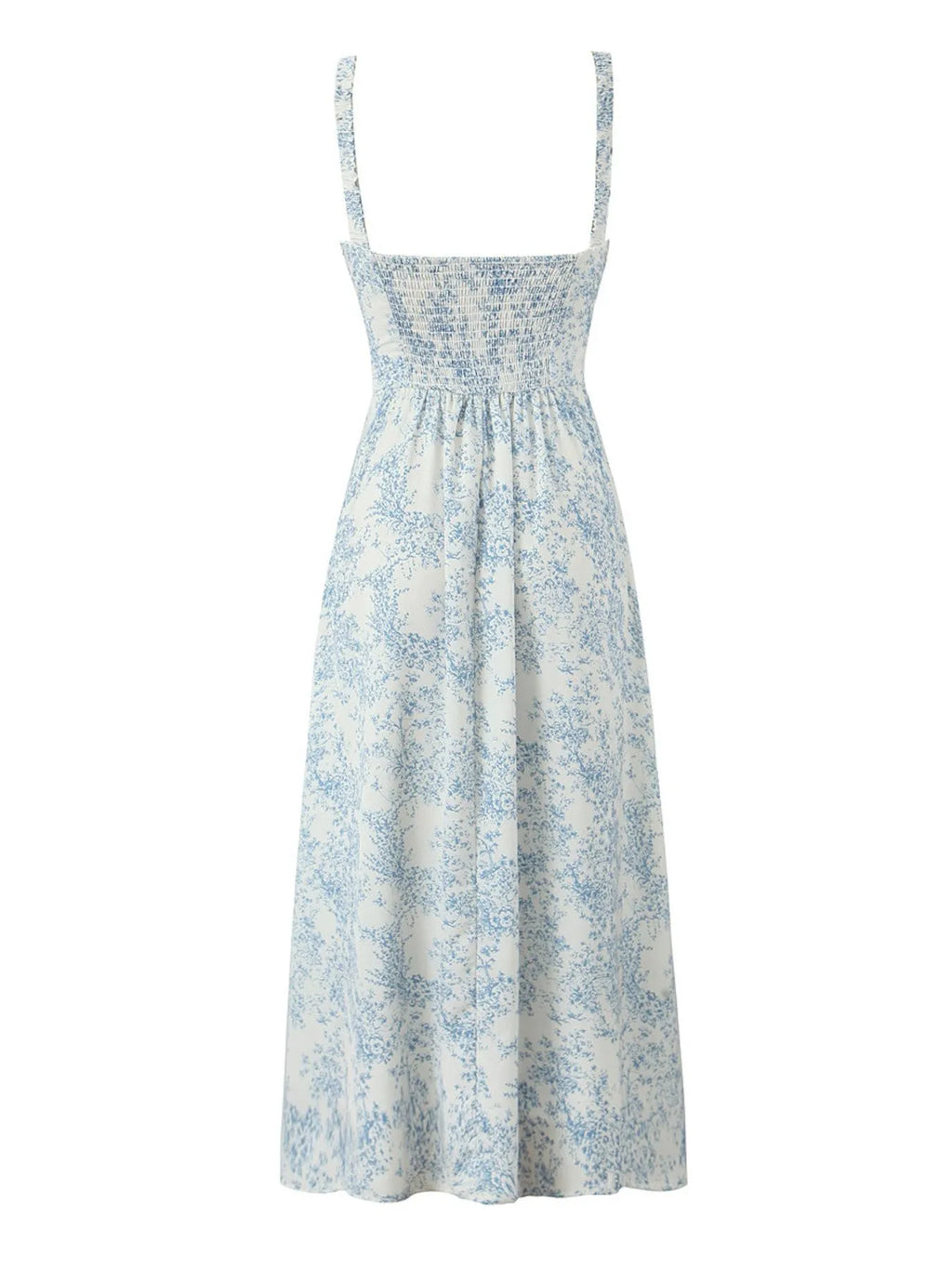 Midi Cami Dress Floral Print Light Blue Smocked Lace Up Buttoned d69e6b2b-f4b1-4afe-87f7-d25df72553e6-Max-Origin Trendsi
