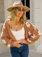 Cardigan Angel Wings Flower Open Front Long Sleeve Knitwear d6bf3e4b-1699-4db4-a6e8-68af3f7553b1-Max Trendsi