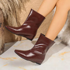 Women's Boots Pu Leather Point Toe Mid Heels Shoes d6f3f7d03a9b42ac91ae9525a5425a3d-Max-Origin Trendsi