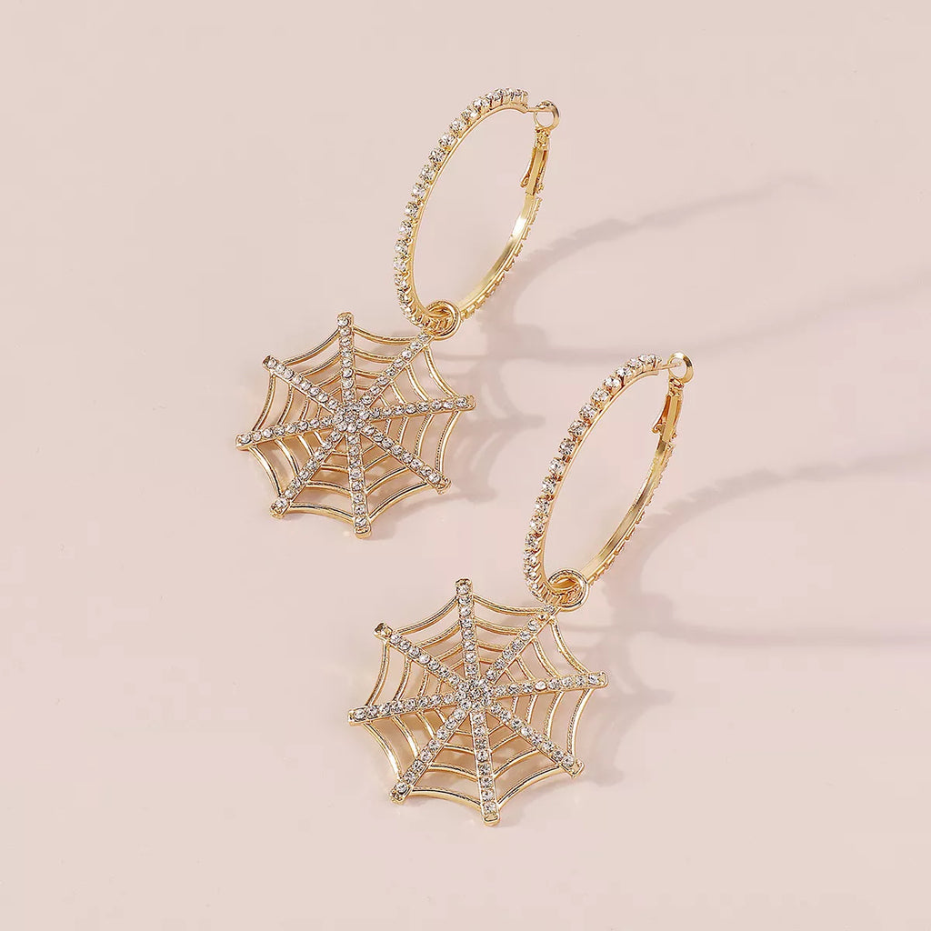 Hoop Earrings Spider Web Dangle Rhinestone Jewelry d70703cf-4ab1-456c-a11f-ebc94fceeb94-Max-Origin Trendsi