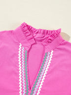 Ric Rac Mini Dress Ruffled Hot Pink Colorblock Flutter Sleeve Tiered Dress d7093424-c562-4ebd-a747-0ec2f8e731af-Max-Origin Trendsi