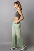 POL Women Pants 100% cotton Embellishments Rhinestone Wide Leg Trousers d727daae-d59f-4337-8f8f-1d365b607308-Max Trendsi