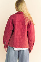 Davi & Dani Quilted Shacket Plaid Button Down with Chest Pockets Long Sleeve d734f1d5-cb36-47ed-a224-b5c669469e64-Max Trendsi
