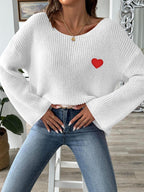 Sweater Heart Embroidered Boat Neck Dropped Shoulder Long Sleeve d73d9a55-e134-4b2a-a48b-2254258c1975-Max Trendsi