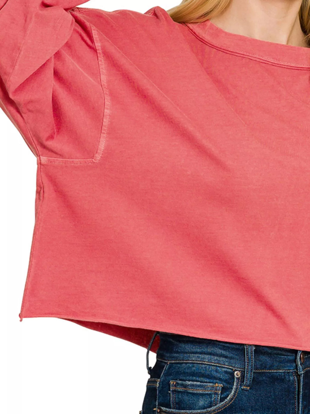 Zenana Women's T-Shirt Pigment Dye Enzyme Washing Oversized Round-Neck Top d74fac0a-8485-4bc2-9bde-846daeb4044e-Max-Origin Trendsi