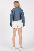 Bytos USA Denim Jacket French Blue Cropped Women Cotton with Patch Pockets d759a215-7c36-423a-8f3f-a2988e16ac83-Max Trendsi