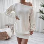 Mini Sweater Dress Boat Neck Long Sleeve Soft Acrylic Knit Basic Solid Style d75c27bb-404e-49c1-b814-d372b032abc1-Max Trendsi