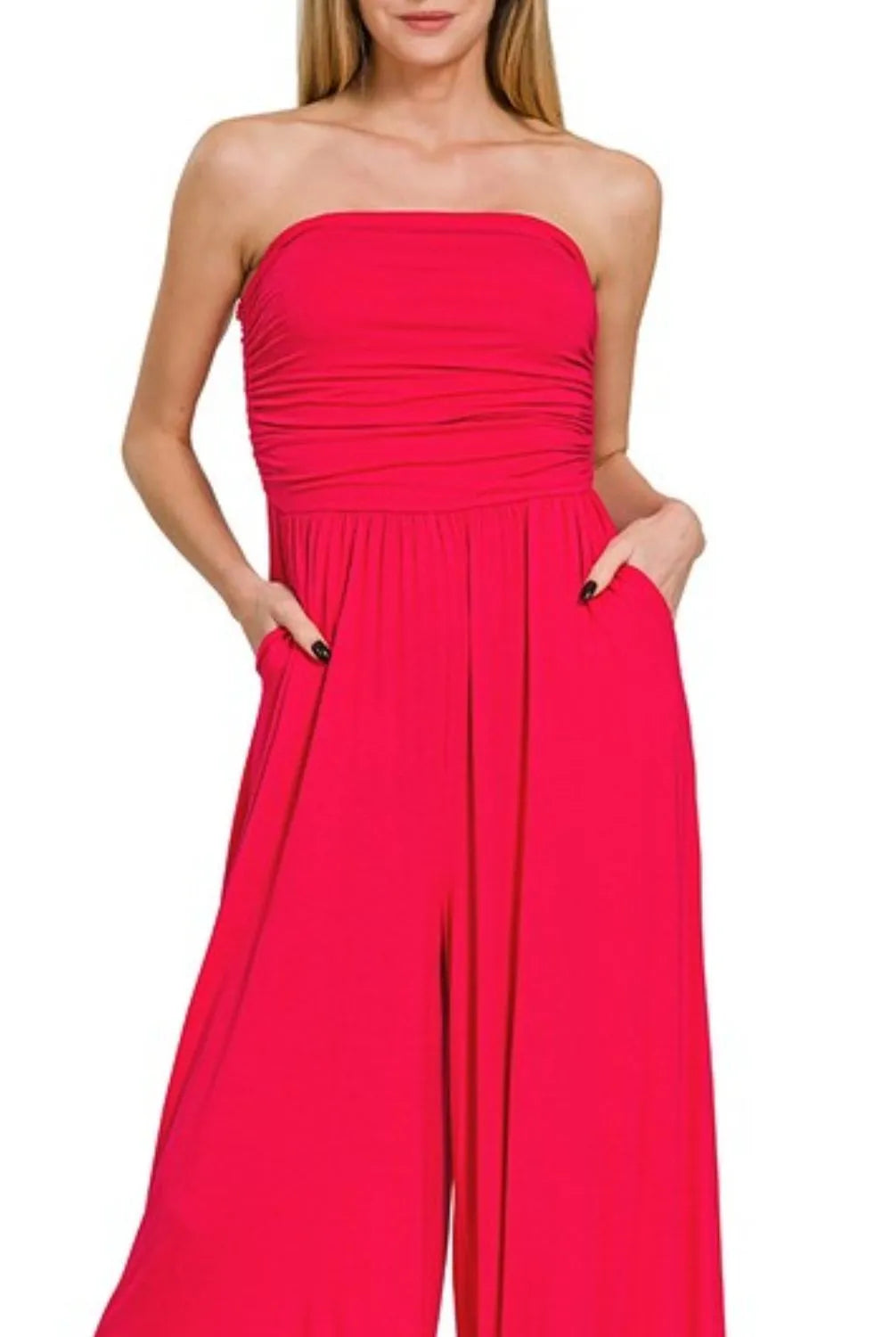 Zenana Jumpsuit Ruby Red Double Layered Strapless Tube Top Overall d764c59e-f5af-44f9-aee2-97c74b2c56ed-Max-Origin Trendsi