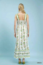 Umgee Floral Print Tiered Midi Dress