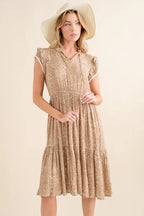 And The Why Dress Boho Printed Tiered Ruffled Taupe Short Sleeve Taupe d7800af3bb914179b7f0d4dfbd8ae095-Max-Origin Trendsi