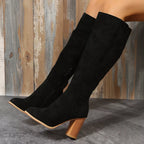 Point Toe Block Heels Boots d780ca14542845d0b295b0ce1710bf8a-Max-Origin Trendsi