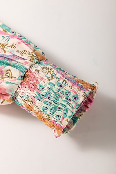 Floral Shirt Dress Lantern Long Sleeve Colorful Tied Belted Dresses d781e085-0fad-4fd1-bec2-4eca3c4680cc-Min Trendsi