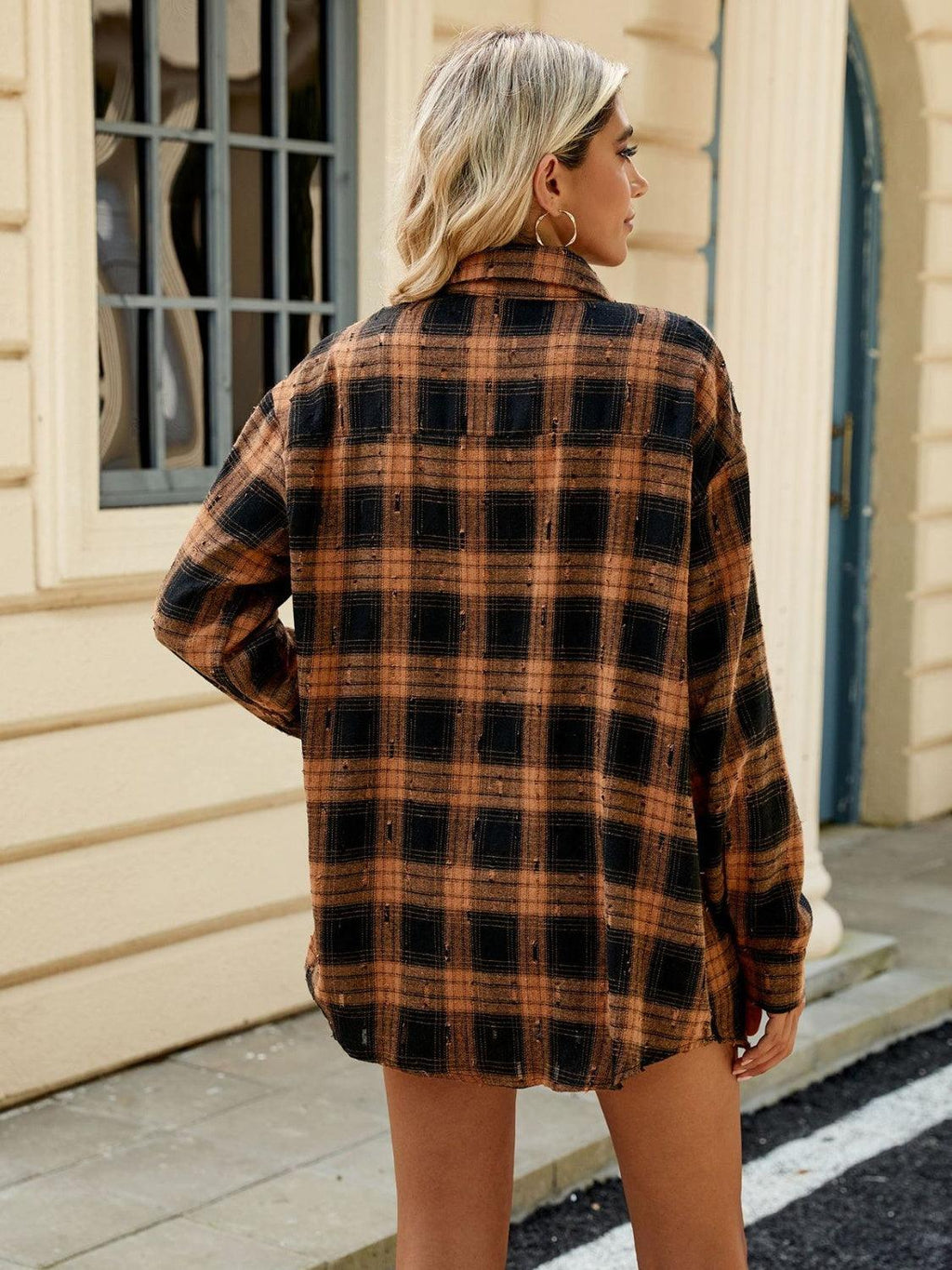 Plaid Shirt Button Up Long Sleeve Blouse d7d10dc3-4303-4160-b412-47c2226c7454-Max Trendsi