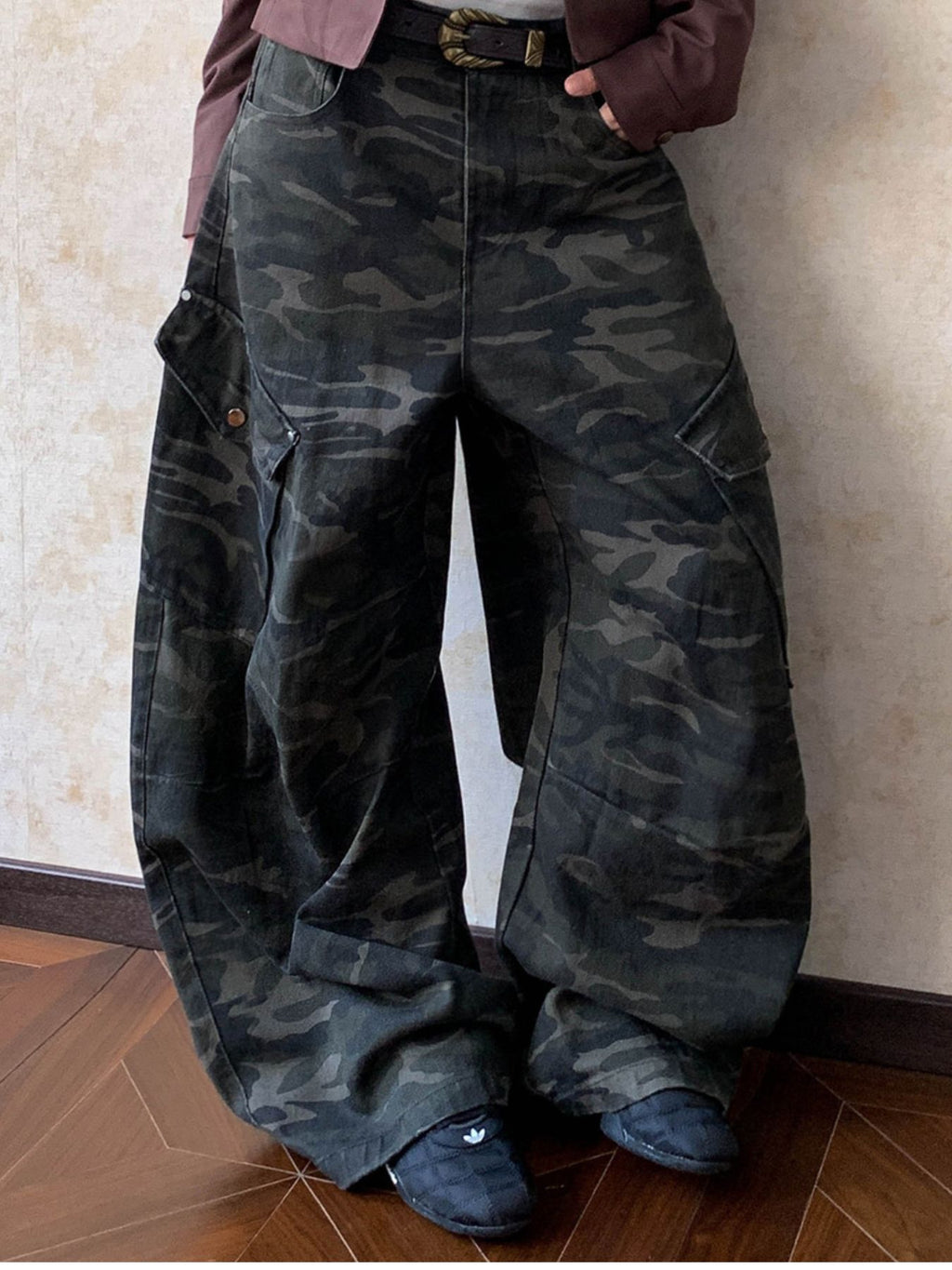 Men's Full-Size Camouflage Print Wide-Leg Jeans, Plus Sizes Available