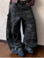 Men's Full-Size Camouflage Print Wide-Leg Jeans, Plus Sizes Available