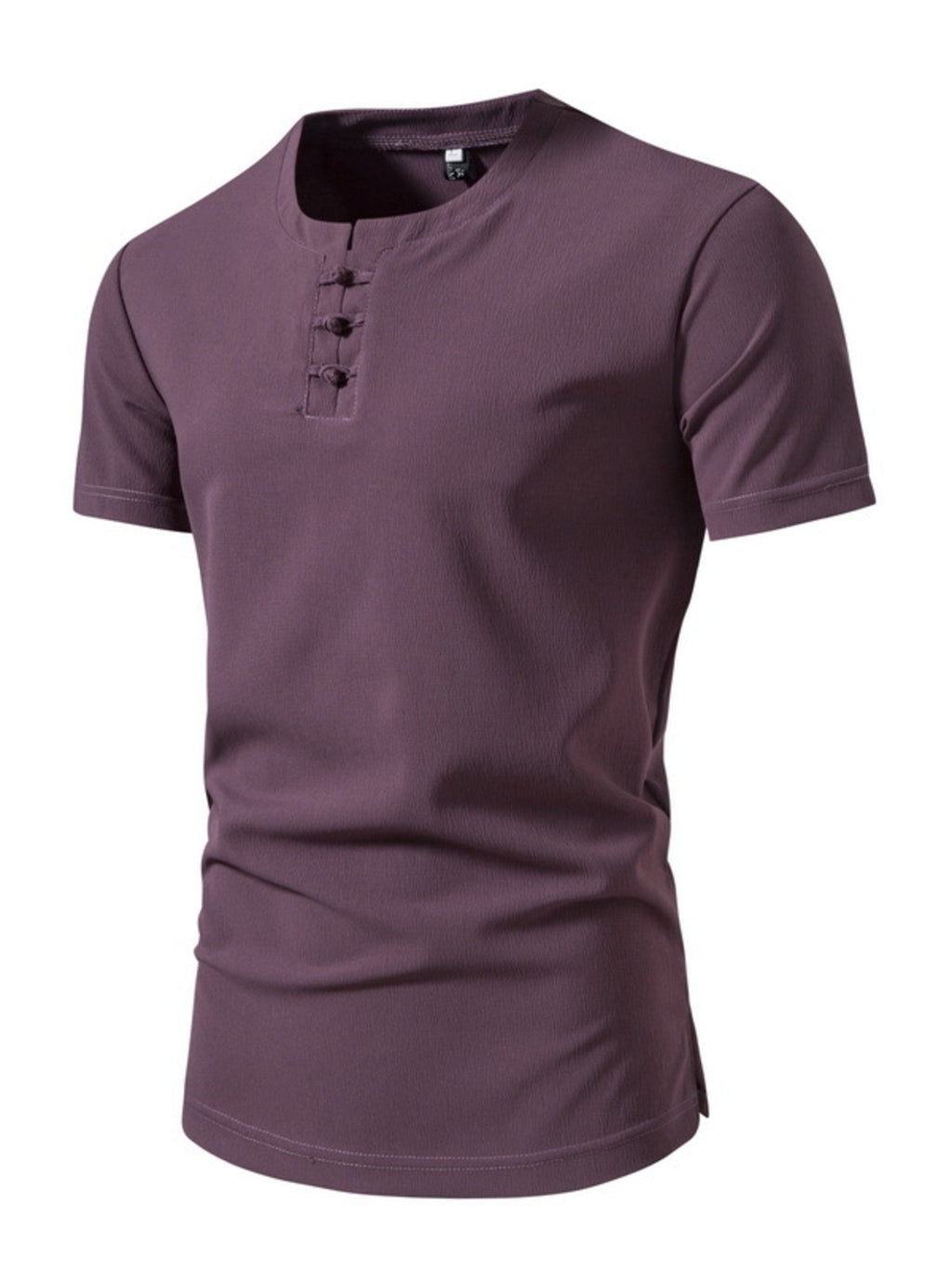 Men's Plus Size Casual Button-Up Henley T-Shirt with Cotton-Spandex Blend