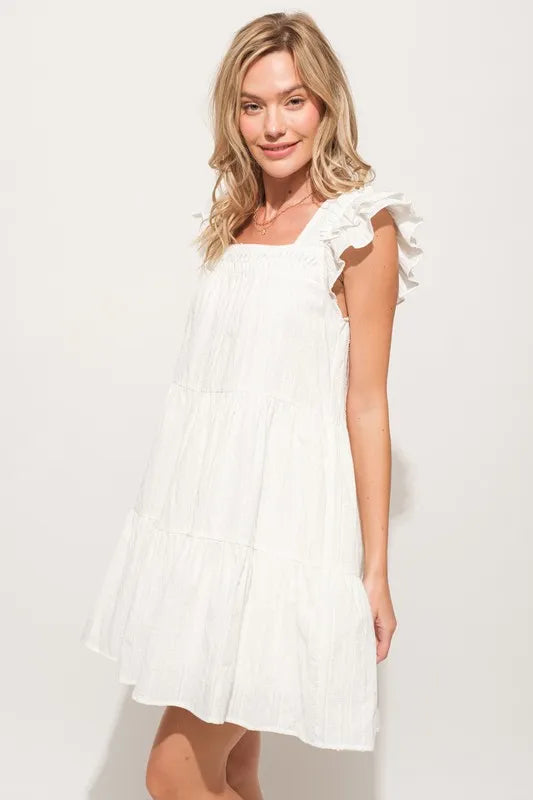And The Why Tiered Dress Off White Origami Pleating Ruffled Short Sleeve d80ddb0103d44e6898658ad2b117dc9c-Max-Origin Trendsi