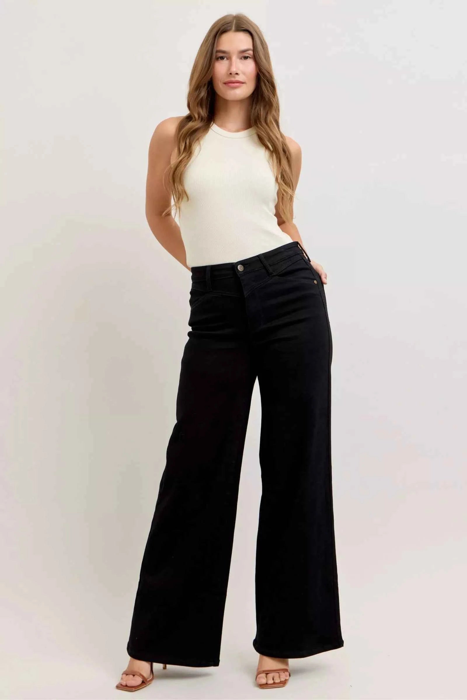 Judy Blue Wide Leg Jeans Black High-Waisted Denim Pants d82033e7-7715-4251-9718-271bf28a4782-Max-Origin Trendsi