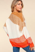 Haptics Sweater Orange Color Block Long Sleeve USA Stock Pullover d8272550-72c6-4592-9be5-c8b0e8e9f73c-Max Trendsi
