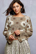 POL Crochet Cropped Top Floral Mocha Weave Pattern with Beads Detail d832da4c-1ba0-431e-a44e-c5cca446277a-Max-Origin Trendsi
