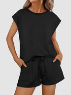 Outfit Set Round Neck Cap Short Sleeve Top and Shorts Set d83e0cda-7563-4cc4-b877-42e94b341bf0-Max-Origin Trendsi