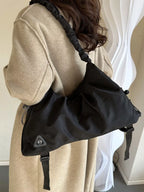 Womens Shoulder Crossbody Bag Casual Ruched Oxfrod Fabric Black Handbag Black onesize d84518e5-d38f-46fa-846b-de9378a931a2-Max-Origin Trendsi