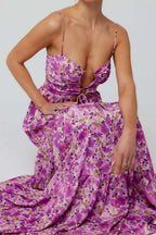 Maxi Dress Floral Print Tie Front Cutout Tiered Ruffle Party Dresses d8492e0c-7ffa-48b4-88e1-184095e60ba0-Max-Origin Trendsi