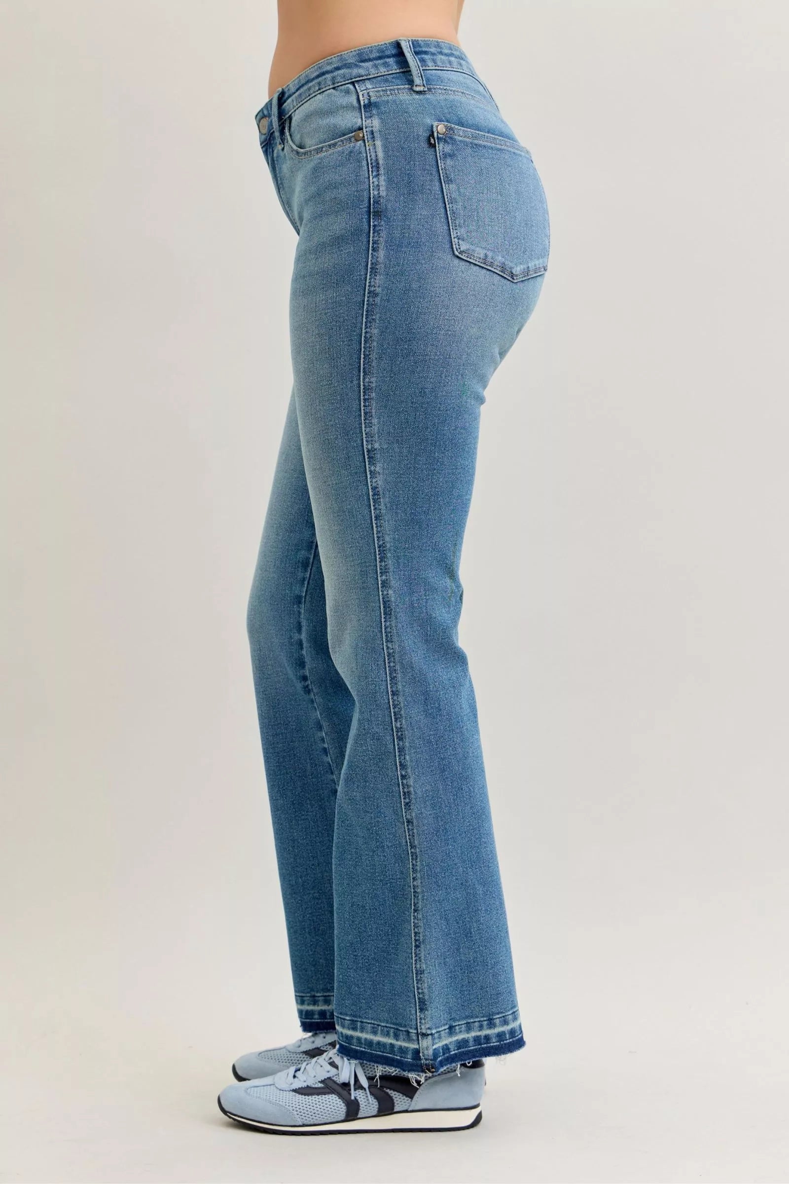 Judy Blue Jeans Mid Rise Slim Bootcut Tummy Control Release Hem Plus Sizes