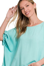 Zenana Oversized Top Women's Woven Boxy Dusty Blue Blouse d86e0dda-f068-4daf-8970-10a8a366a68b-Max-Origin Trendsi