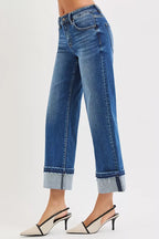 RISEN Womens Straight Jeans Mid Rise Ankle with Cuffed Hem d8768d58c84c42519542bdd1223d7345-Max-Origin Trendsi