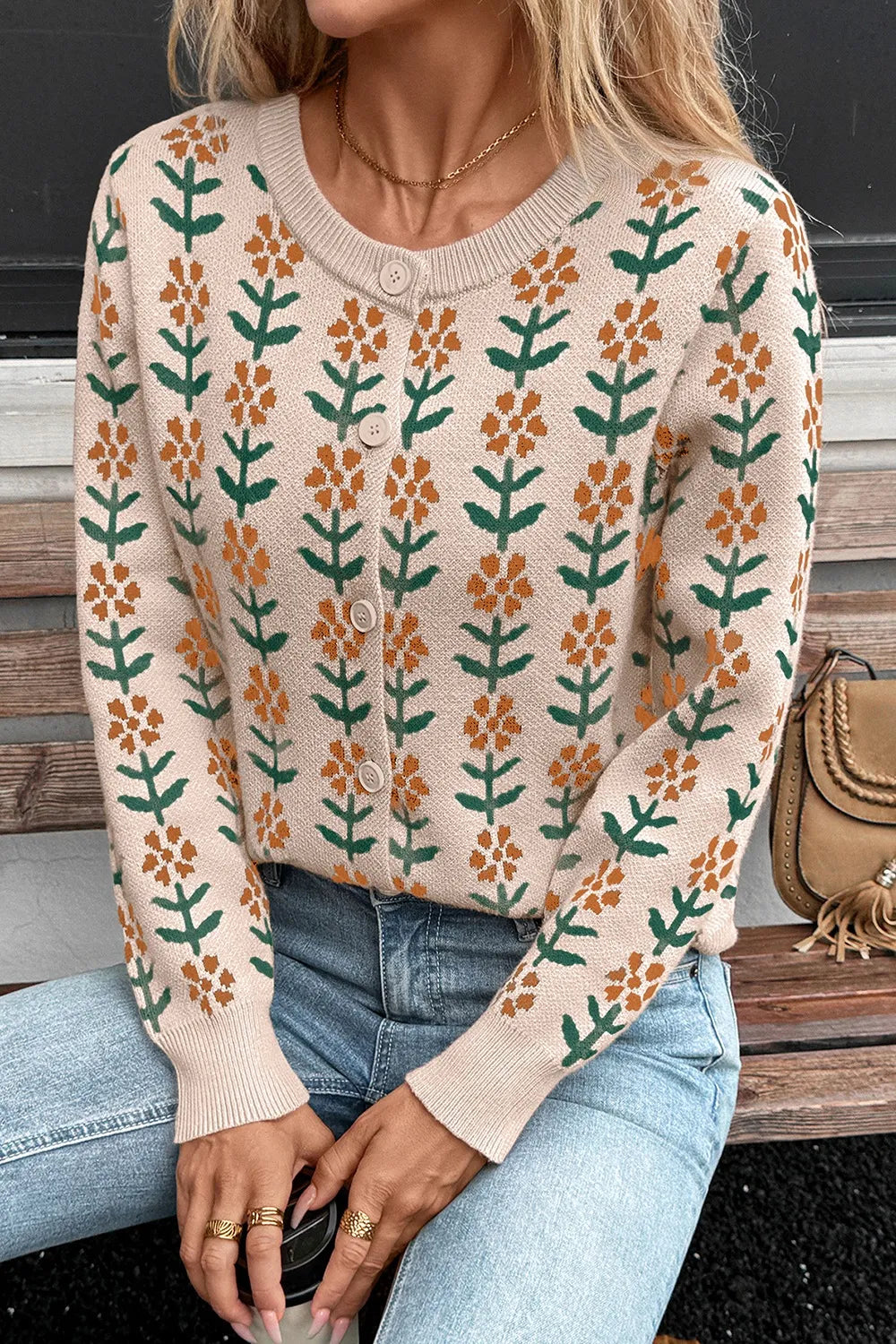 Women's Knit Cardigan Floral Button-Up Long Sleeve Knitwear d894fb03-95dd-4352-8006-fa20b7a0ff18-Max-Origin Trendsi