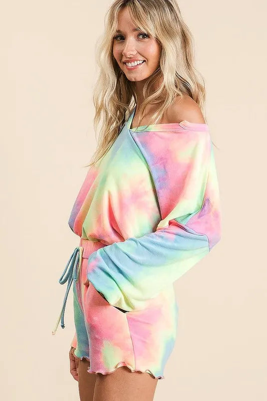 BiBi Set Cotton Tie Dye French Terry Top and Shorts Set Pastel Colorful d89961ac351d4044a283ae6f654c3233-Max-Origin Trendsi