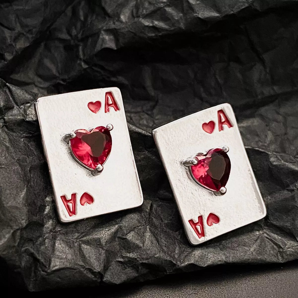 Stud Earrings Poker Card Ace of Hearts Rhinestone Silver-plated Jewelry d8b05293-f713-4c52-9625-fb9fd79f693a-Max-Origin Trendsi