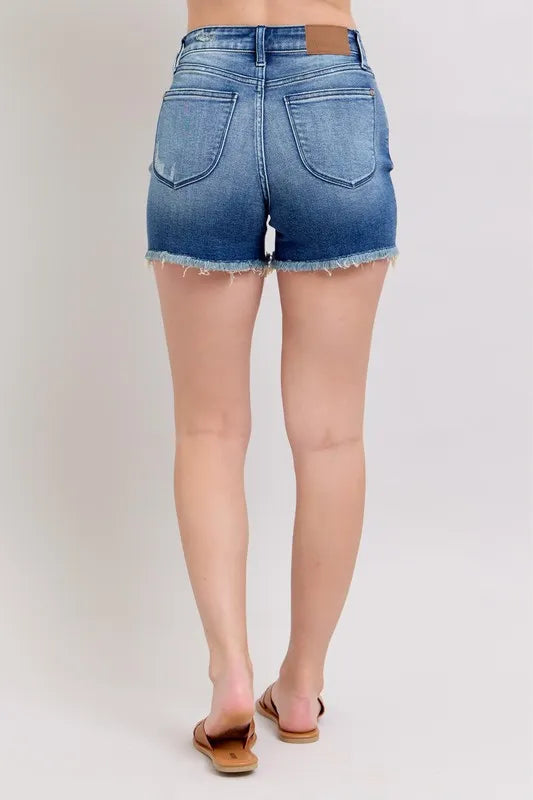 Judy Blue V-Front Denim Shorts with Shield Pockets Medium Washed d8bfd1c3da4345b987bed1a915c55436-Max-Origin Trendsi