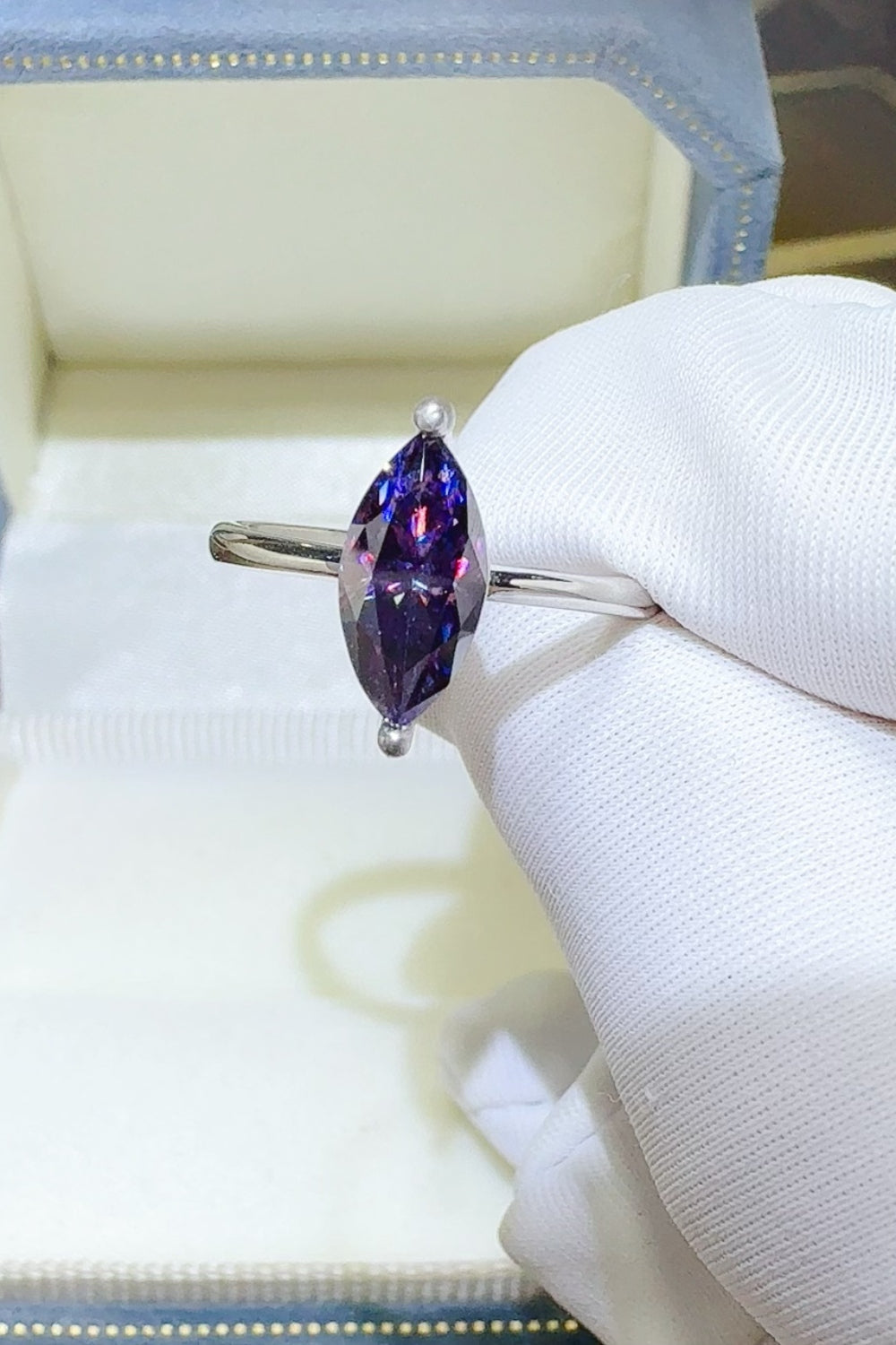 Silver Ring 2 Carat Moissanite Violet Thin Oval 925 Sterling Elegant Jewelry Violet d8c5a831-0636-4005-9027-f4fe91128f5f-Max Trendsi