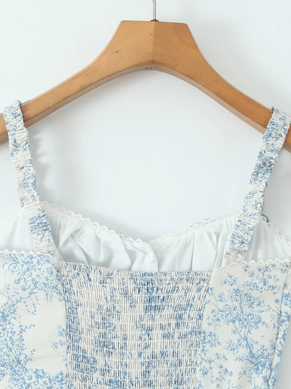 Midi Cami Dress Floral Print Light Blue Smocked Lace Up Buttoned d8ed157878854e6181b9087f1e01dbe2-Max-Origin Trendsi