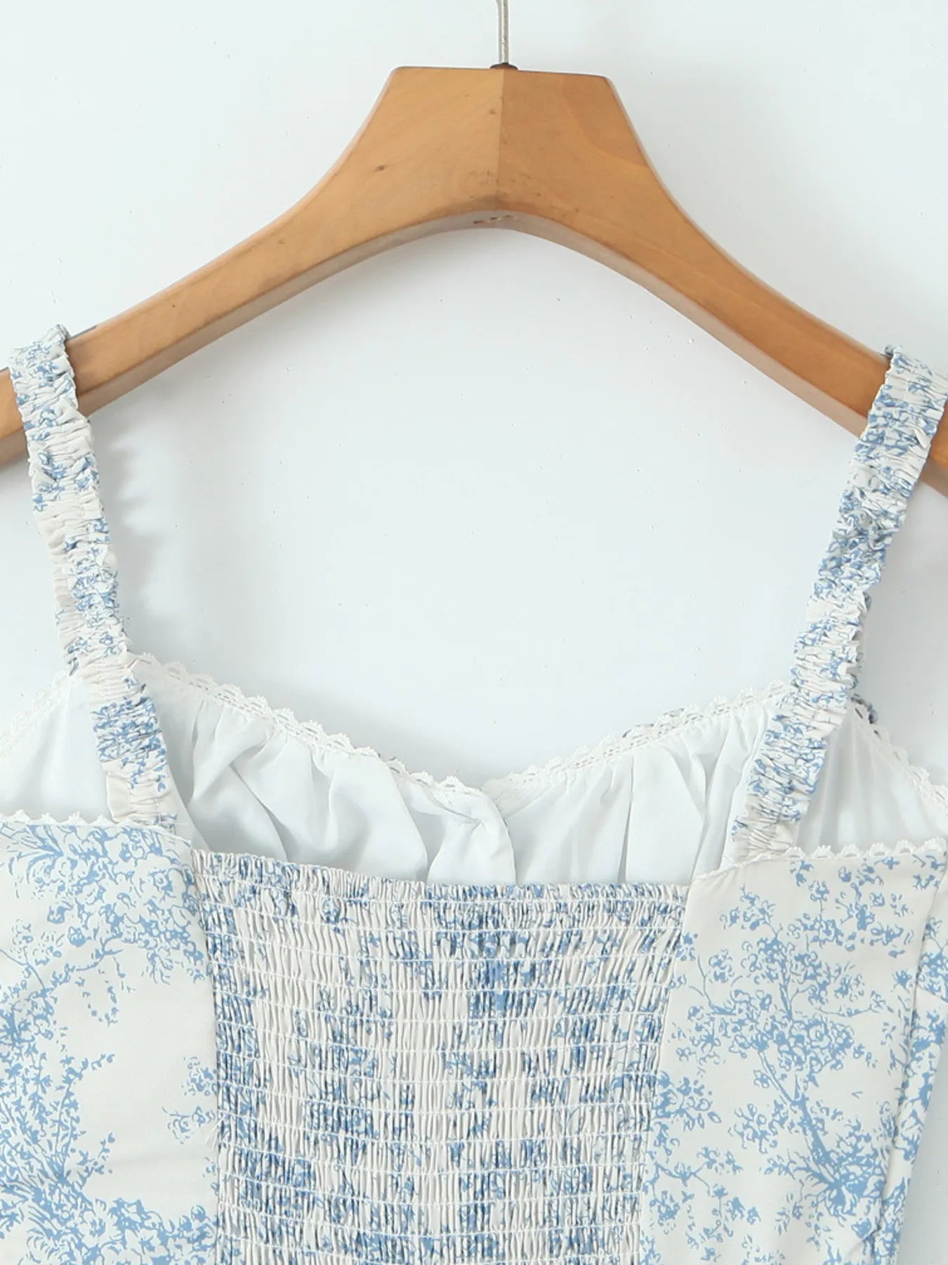 Midi Cami Dress Floral Print Light Blue Smocked Lace Up Buttoned d8ed157878854e6181b9087f1e01dbe2-Max-Origin Trendsi