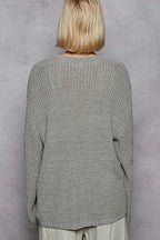 POL Oversized Knit Top Dark Gray Solid V-Neck Long Sleeve Sweater Blouse d936cabb-8c30-4734-89c4-a5ae0a16ab89-Max-Origin Trendsi