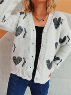 Heart Cardigan Button Up Long Sleeve Knitwear d9389da5-8177-41e5-b056-0f7ddee4c000-Max Trendsi