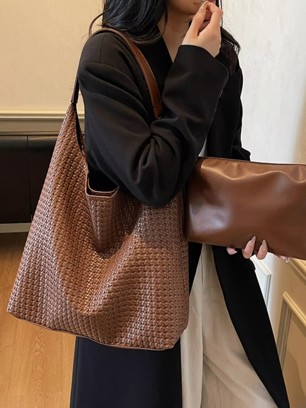 Womens Shoulder Bag Woven Straw Texture Pu Leather Large Handbag d93c7682bb5b4e2ea4f696f2c23a778b-Max-Origin Trendsi